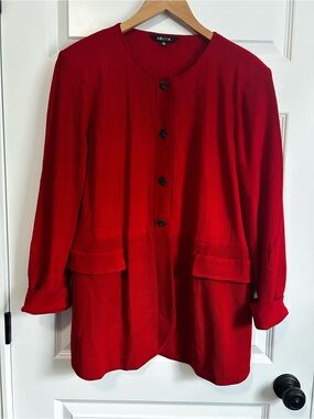 Misook Red Textured Button-Front Blazer Cardigan XL